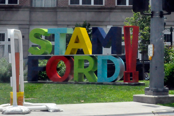 Big Stamford wooden sign
